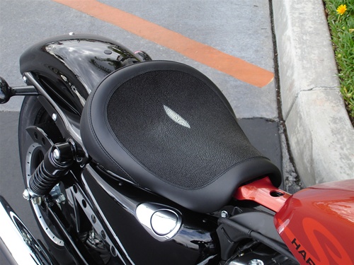 Cobra Style Sportster Motorcycle Seat Black Distressed Leather Diamond  Pleat 48